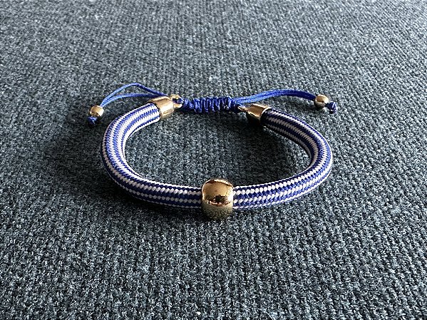 Pulseira Corda Náutica Listrada Azul e Branca