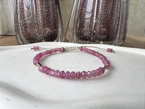 Pulseira Pedra Natural Jade Fúcsia