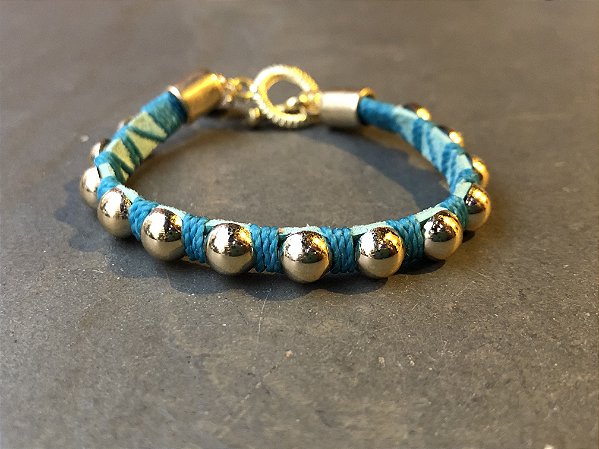 Pulseira Azul com Dourado