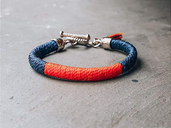 Pulseira Duo Azul-Marinho e Laranja Neon