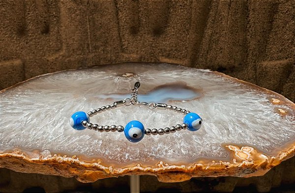 Pulseira Olho Grego Triplo Azul