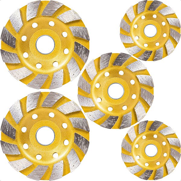 05 Rebolo Diamantado Disco Desbaste Esmerilhadeira Concreto 100x22mm