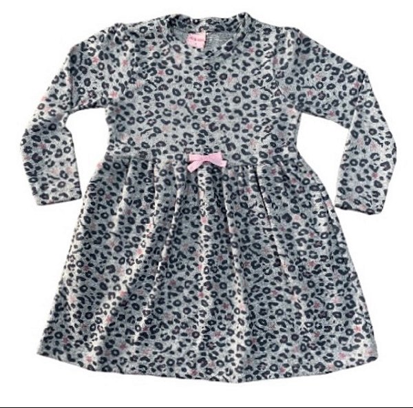 Vestido estampa de oncinha -  Manga Longa - Infantil - Tam 03 - Yoyo Kids