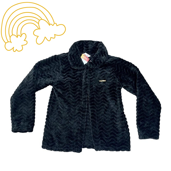 Casaco Pelúcia Menina Preto Marisol - Tam 6
