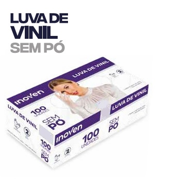 Luva de vinil sem pó descartável - 100 unidades
