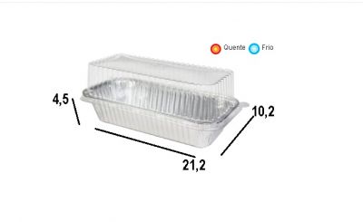 Forma de Alumínio Bolo Inglês Retangular com Tampa Pet 650ml - 10 Unidades