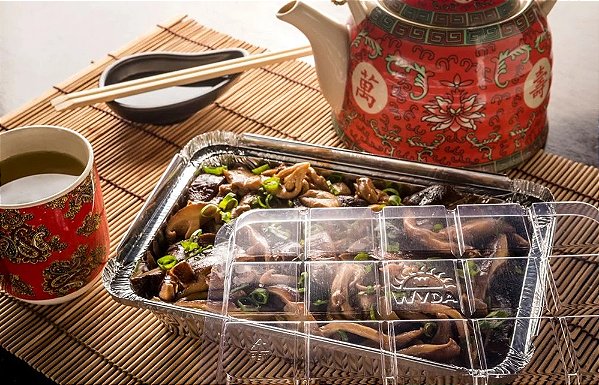 Forma de Alumínio Retangular com Tampa Pet 750ml - 50 Unidades