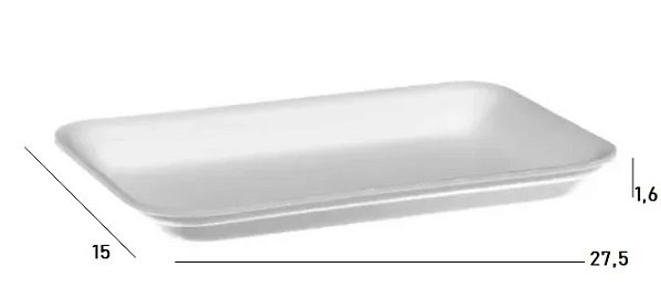 Bandeja de Isopor B4 Rasa 27,5x16x1,6 - 100 Unidades