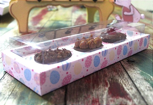 Caixa Para Trio de Ovos Branco Estampado 50G Com Moldura -8x26,3x5 -  1 Unidade