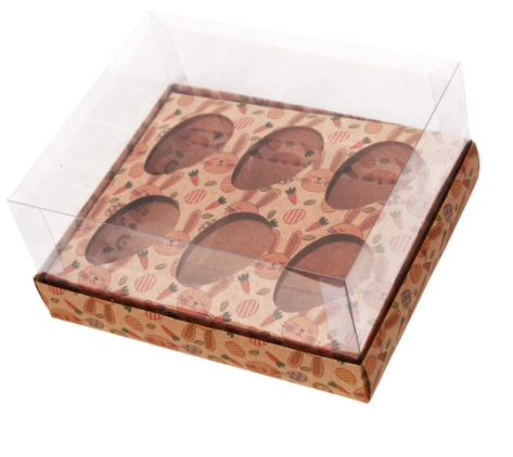 Caixa Degustação Kit Mini Ovos 50g Kraft Estampado 20,5x17x9,7 - 1 Unidade