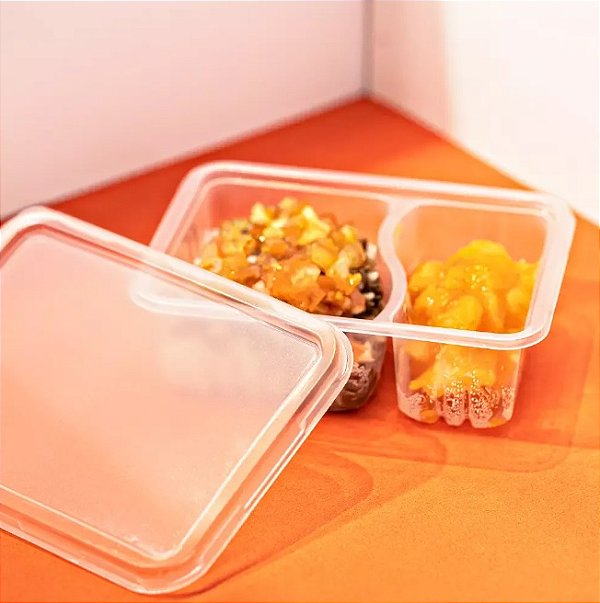 Embalagem Pote Freezer Microondas com Divisória 475ml Galvanotek G 321 - 10 Unidades
