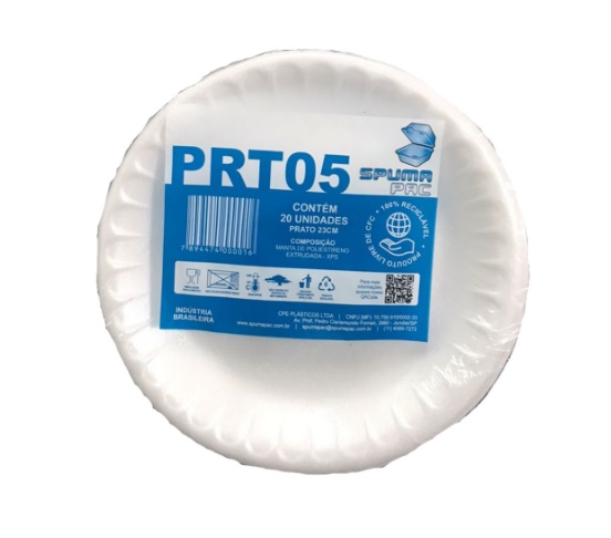 Prato de Isopor 23cm - 20 Unidades