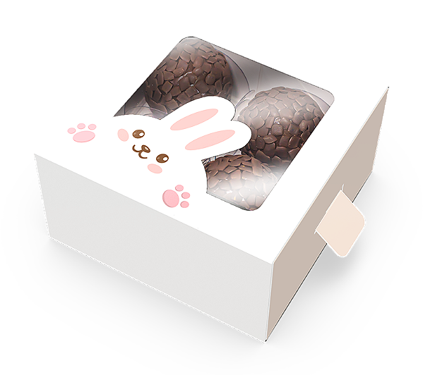 CAIXA 4 DOCES GAVETA COM VISOR PASCOA BASICA 8x8x4 - 1 UNIDADE