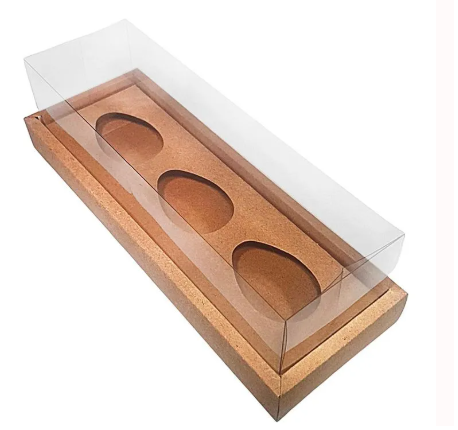 Caixa Para Trio de Ovos kraft 50G Com Moldura -8x26,3x5 -  1 Unidade