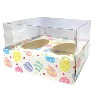 Caixa Ovo 50G Duplo  Branca Com estampa 11x12,7x7,5 -  1 unidade