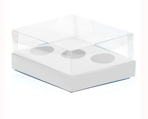CAIXA OVO TRIO DE 50 A 80G - 20 x 17 x 6,5 cm | Cavidade: 5 x 7 cm - BRANCA LISA - 1 UNIDADE