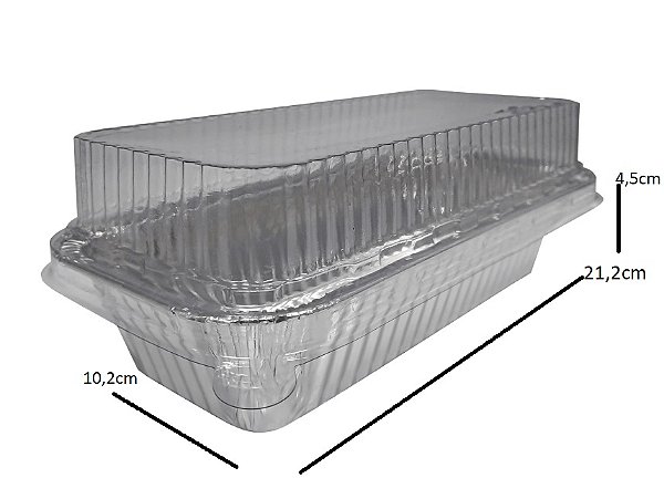 Forma de Alumínio Bolo Inglês Retangular com Tampa Pet 650ml - 50 Unidades