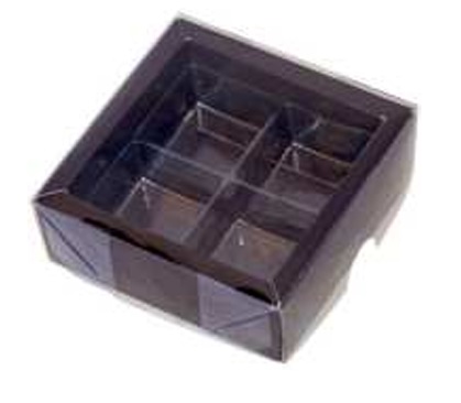 Caixa para 4 doces com berço 7,7x7,7x3 Marrom - 10 Unidades