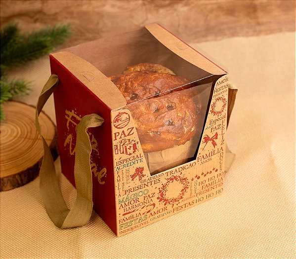 Caixa Panetone Basic Com Visor e Alça 500g - 1 Unidade