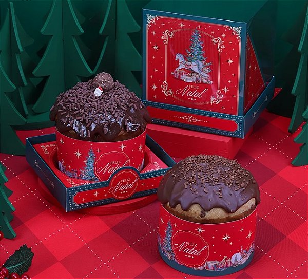 Caixa para Panetone 500g com Tampa de Acetato Tradição - 1 Unidade