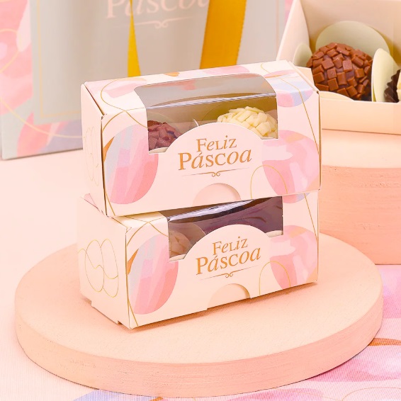 Caixa Para 2 Doces Com Visor Celebrar - 1 Unidade