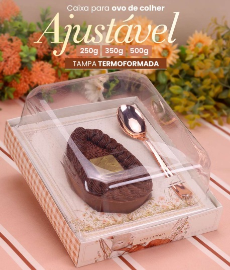 Caixa Para Ovo de Colher Ajustável Tampa Termoformada 250g - 350g - 500g ACOLHER - 1 Unidade