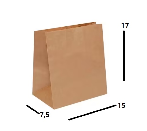 Saco Kraft Liso PPP 15x7,5x17 - 50 Unidades