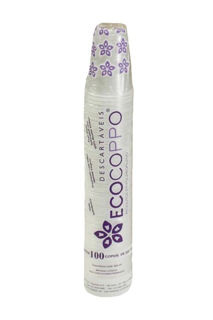 Copo Descartável PP 250ml Ecocoppo - 100 Unidades