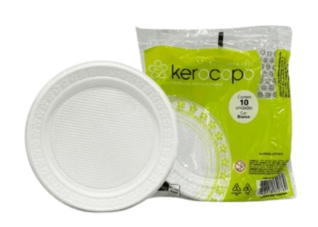 Prato Refeição Raso 21cm KEROCOPO - 10 Unidades