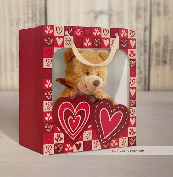 Sacola Com Visor Corações - 1 Unidade