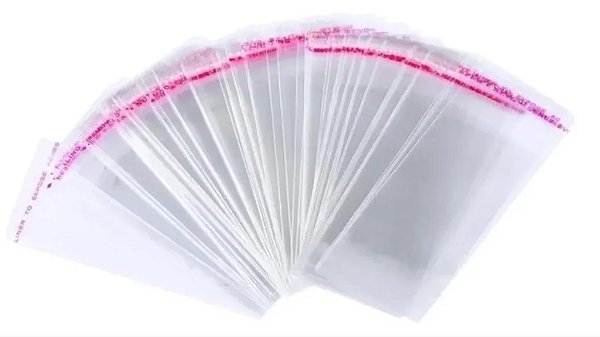 Saco Plástico Adesivado Transparente 6x12+3cm de Aba - 100 Unidades
