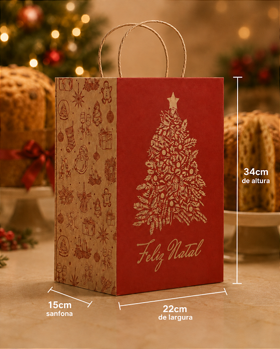 Sacola Kraft M Presente de Natal - 1 Unidade