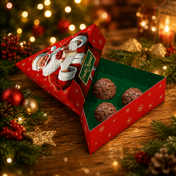 Caixa Árvore 3 Doces Feliz Natal - 1 Unidade