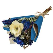 Mini Buquê Rosa Encantada e Flor Seca Azul