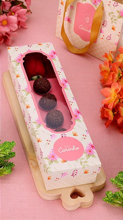 Caixa para Flor e Doces Com Visor Charmosa - 4159