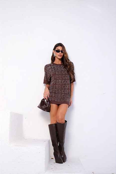 Blusa Tee Long Coffee
