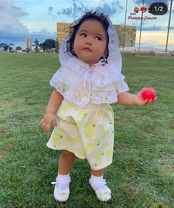 Véu Capuz Infantil Santa Pureza ( Tamanho PP de 12 a 24 meses))