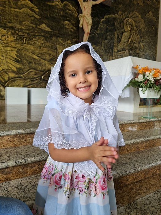 Véu Infantil  Santa Pureza ( Tamanho P até 3 anos)