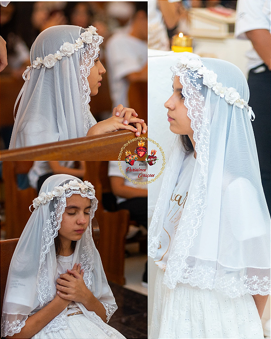 Kit Primeira Comunhão com Tiara de Flores( Tamanho M)