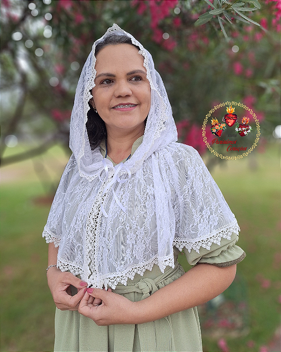 Véu Capuz Nossa Senhora de Fátima Branco