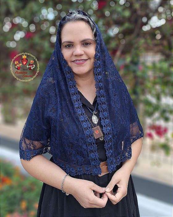 Véu Tradicional Nossa Senhora de Fátima Azul marinho