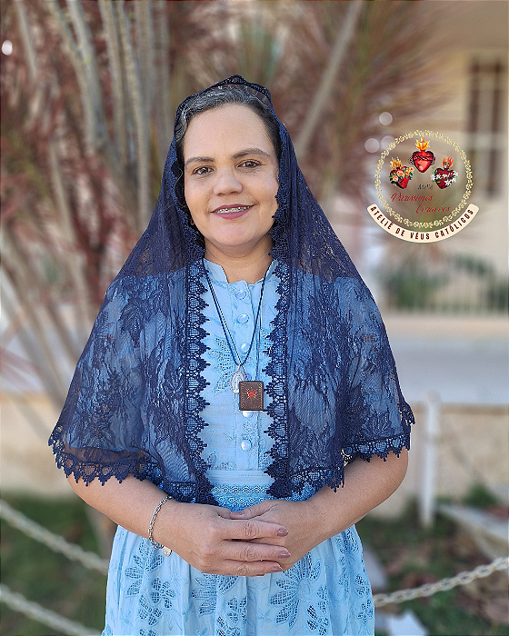 Véu Tradicional Nossa Senhora de Fátima Azul marinho