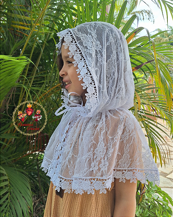 Véu Capuz Infantil Santa Teresinha M( veste de 4 a 8 anos)