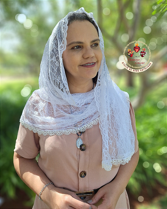 Véu Echarpe Nossa Senhora das Lágrimas (Branco)