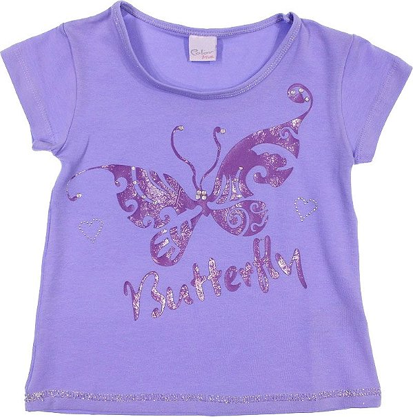 Camiseta Infantil com Borboleta Color Mini Lilas
