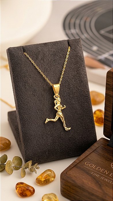 Pingente Corredora 3D Dourado