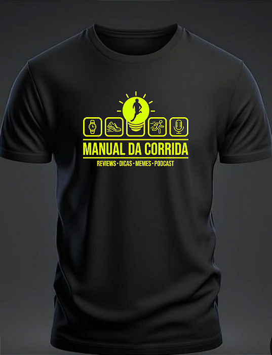 Camiseta Manual da Corrida - Padrão Preta com logo verde