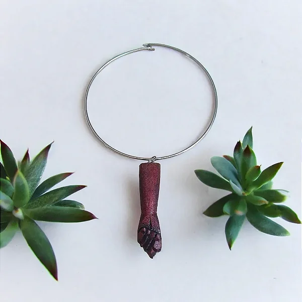 Colar aro prata Figa de Guiné (vermelha)