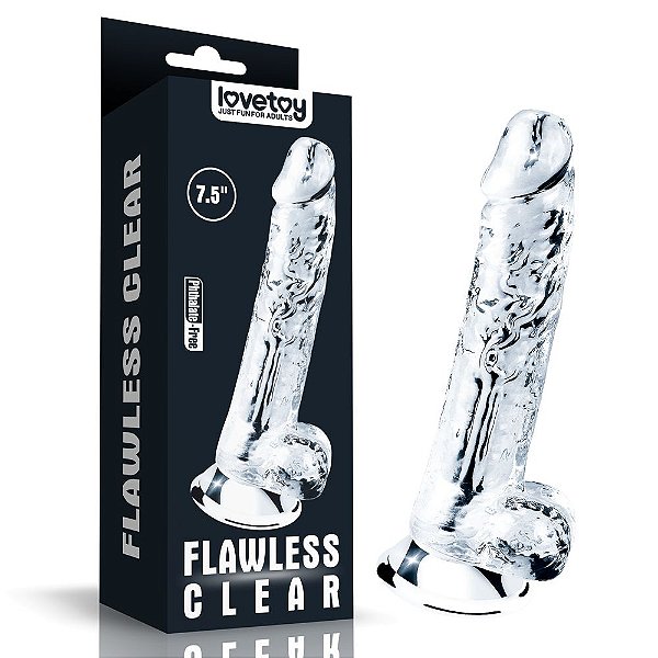 Pênis Realistico Transparente com Escroto Feito em Silicone Jelly - 19,3,5cm