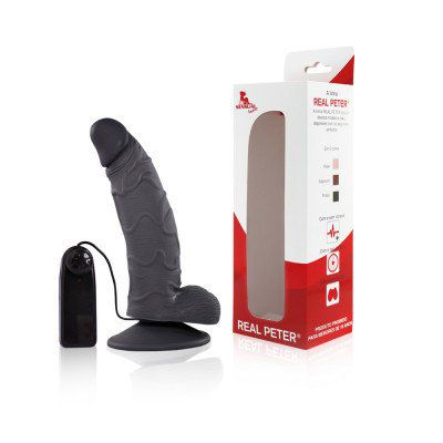 Penis Vibrador Curvo PRETO Ventosa e Escroto 15 x 3,5cm Sensual